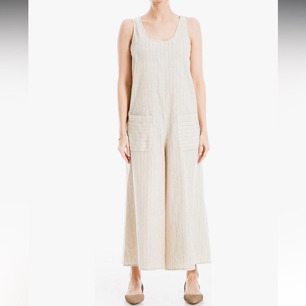 Max Studio Linen Wide Leg Jumpsuit